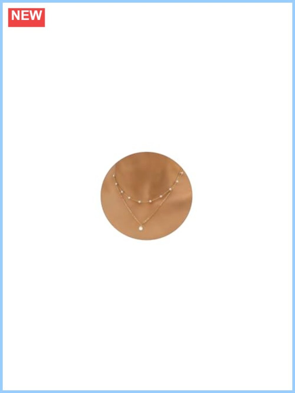 14K Gold Plated Layered Pearl Necklace Herringbone Chain Women Gift